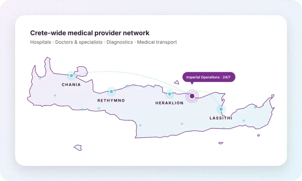 Crete-wide medical provider network map