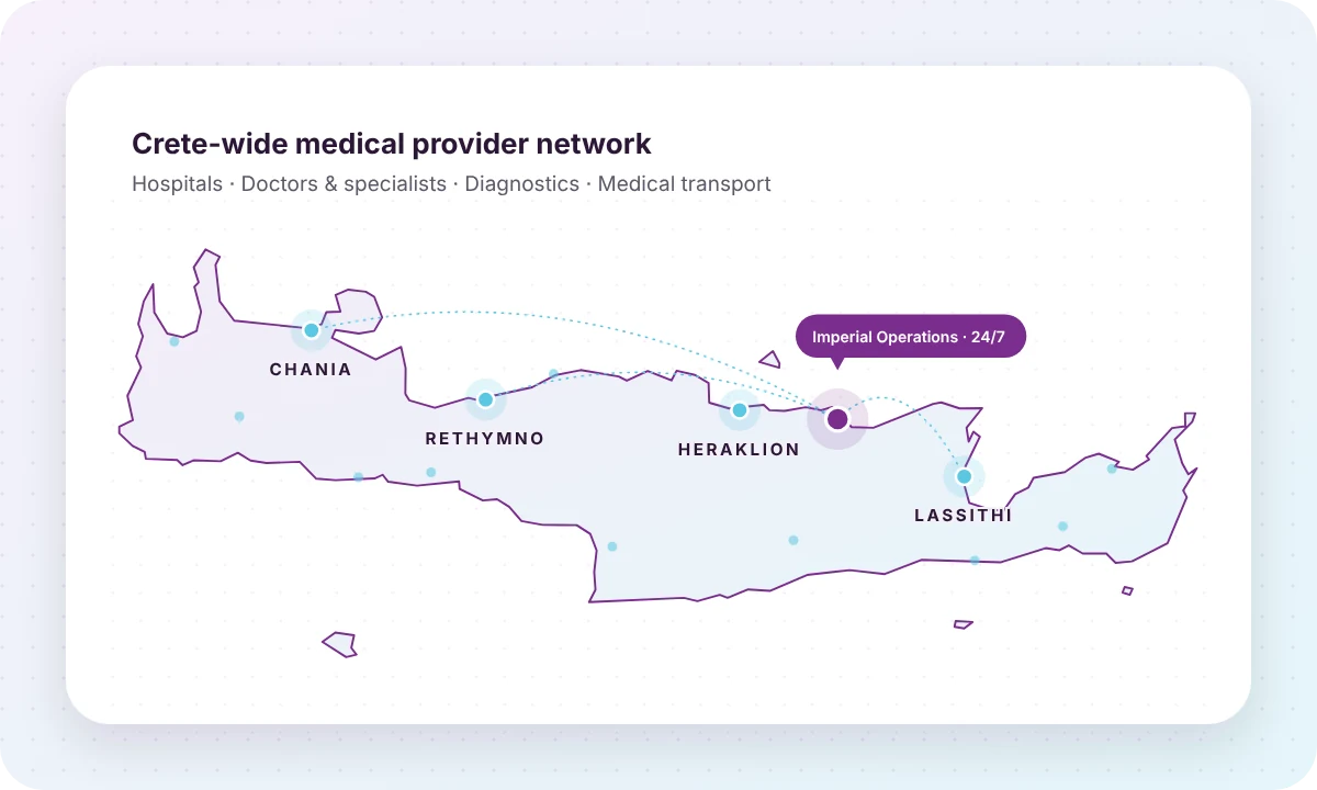 Crete-wide medical provider network map